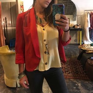 Cartonnier Cuffed Sleeve Red One Button Blazer